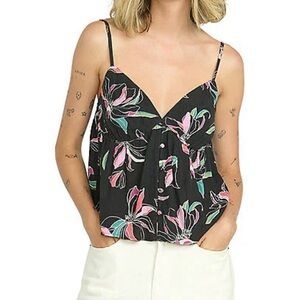 Volcom Black and Pink Tropical Floral Camisole. NWT
